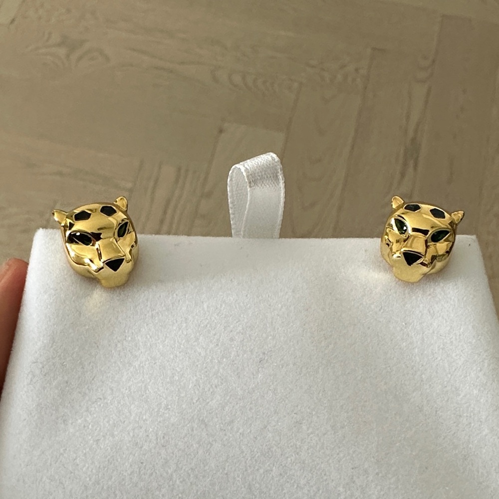 Gold Panther Stud Earrings
